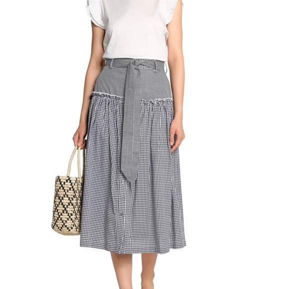 Nicolas gingham midi skirt with belt US2/ AU6 - Picture 4 of 4